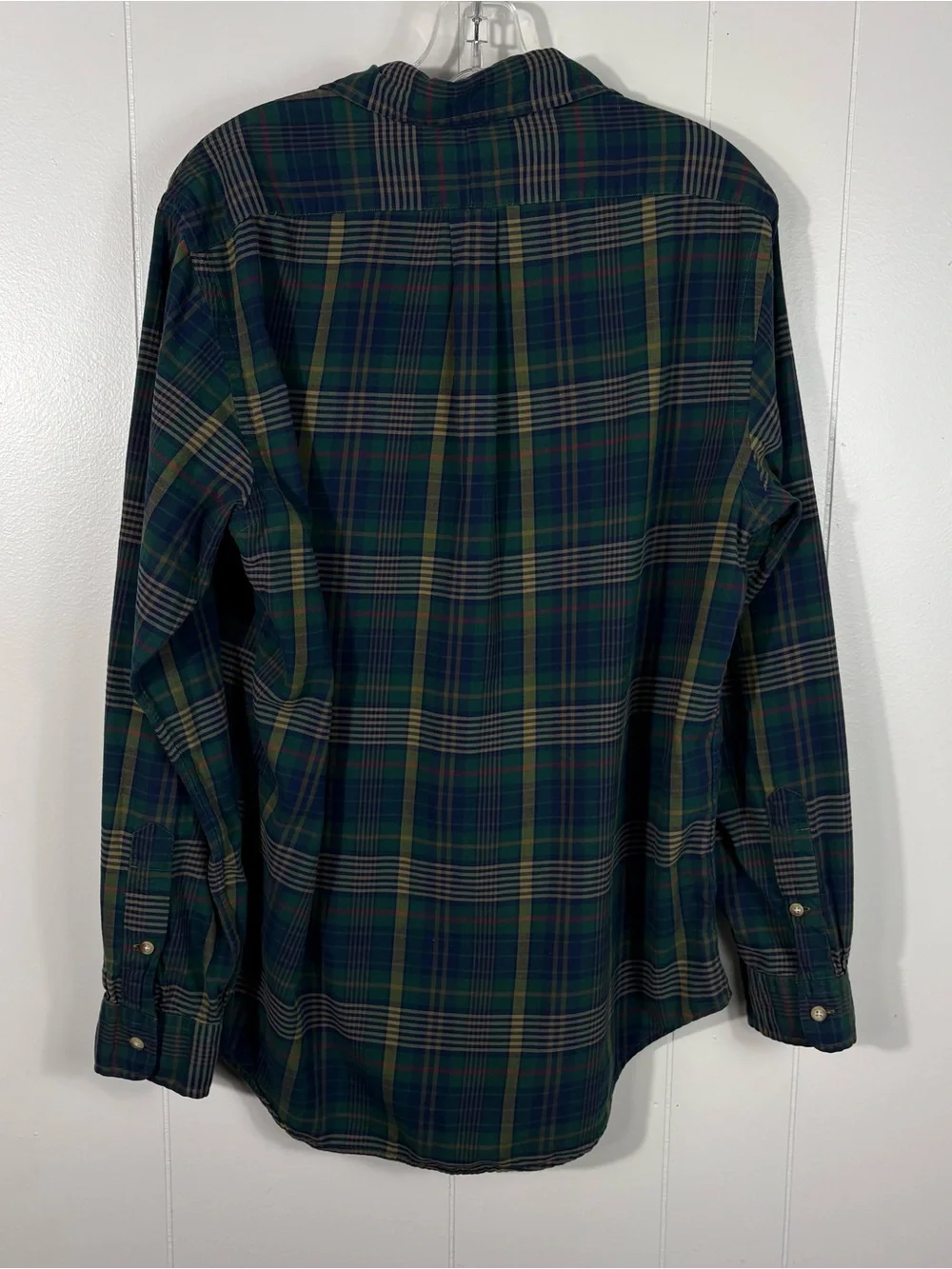 Ralph Lauren Blue Green Button Down Collared Casual Shirt Medium Holiday Cotton